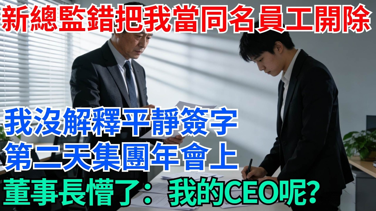 新來的總監錯把我當成同名員工開除了，我沒解釋平靜地簽了字，第二天集團年會上，董事長懵了：我的CEO呢？【奇趣天下】#職場逆襲#職場智慧#爽文職場#工作日常#完結爽文