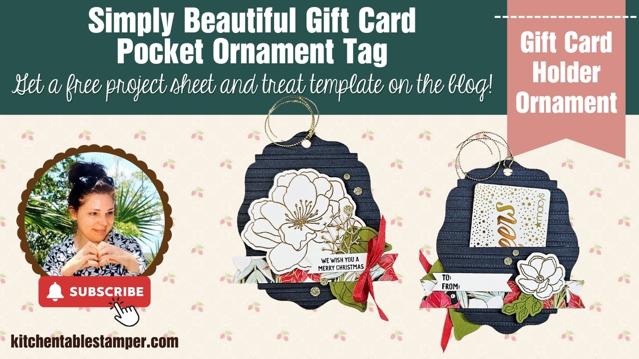 How to make a Simply Beautiful Gift Card Pocket Ornament Tag | Stampin’ Up! | Kitchen Table Stamper