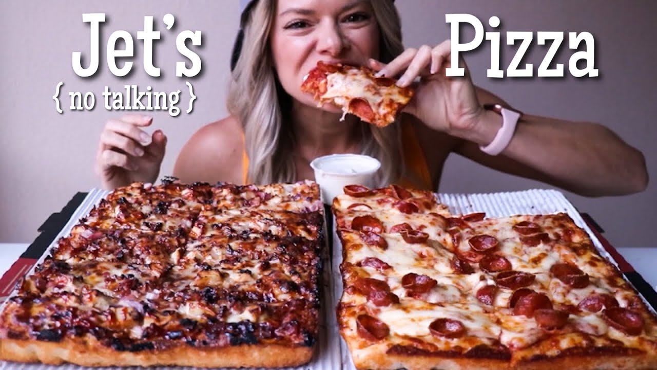 Jet's Detroit-Style Pizza MUKBANG | No Talking (Talking Removed)