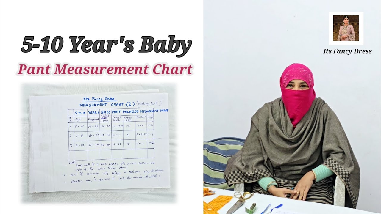 5-10 Year's Baby Pant Palazo Measurement Chart |Sewing Course बच्चों की पैंट माप का फार्मूला 