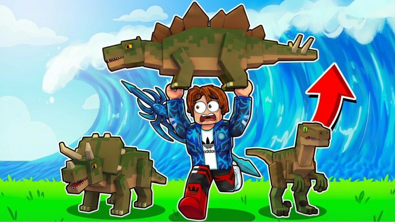 SALVEI os DINOSSAUROS de um TSUNAMI ENORME no ROBLOX!
