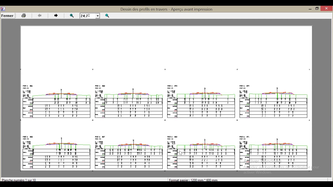 Configuration des plumes et sortie des listings et plans on utilisons logiciel piste