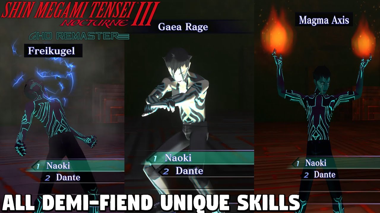 Shin Megami Tensei 3 Nocturne HD Remaster - ALL Demi-Fiend Unique Skills