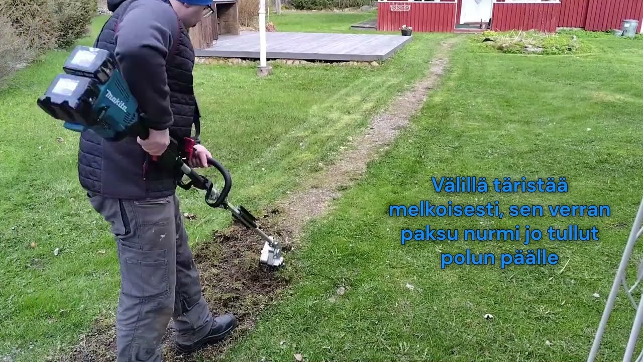 Hiekkapolun kunnostus Makita WA400MP (Heiluriharalisälaite | Weeding Attachment)