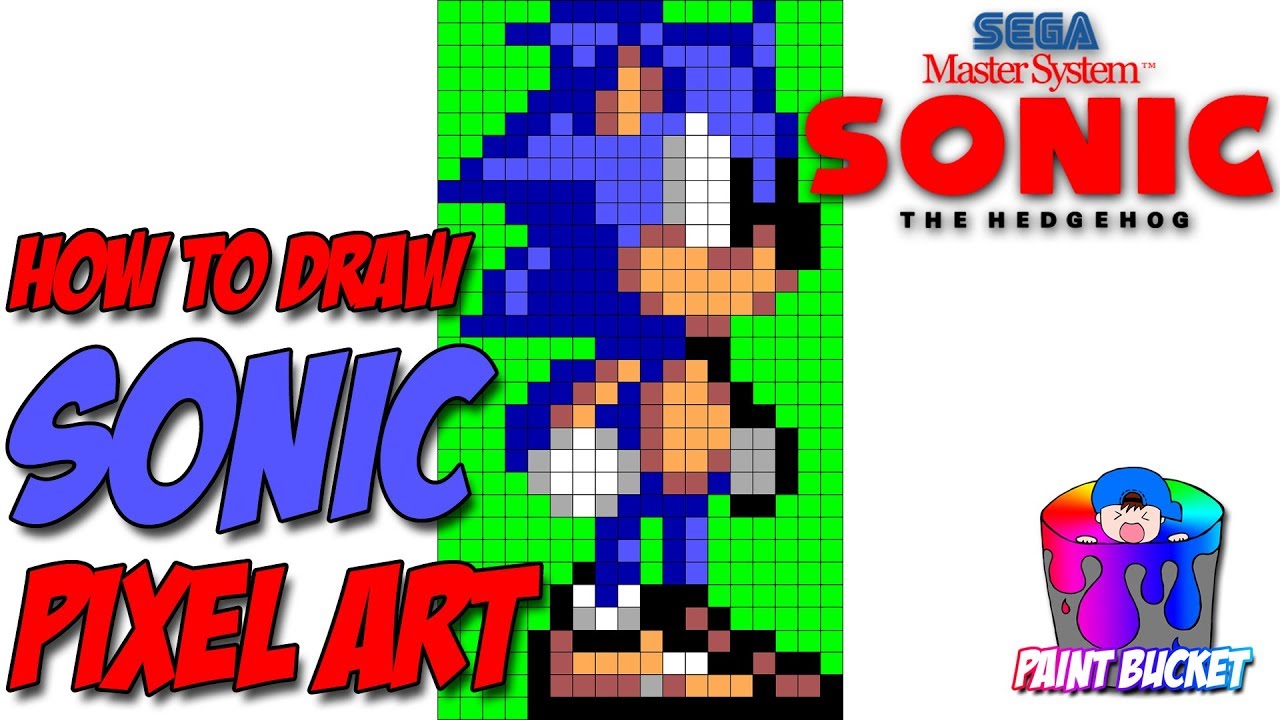 How to Draw Sonic the Hedgehog 8-Bit - SEGA Master System Sonic Pixel Art Tutorial