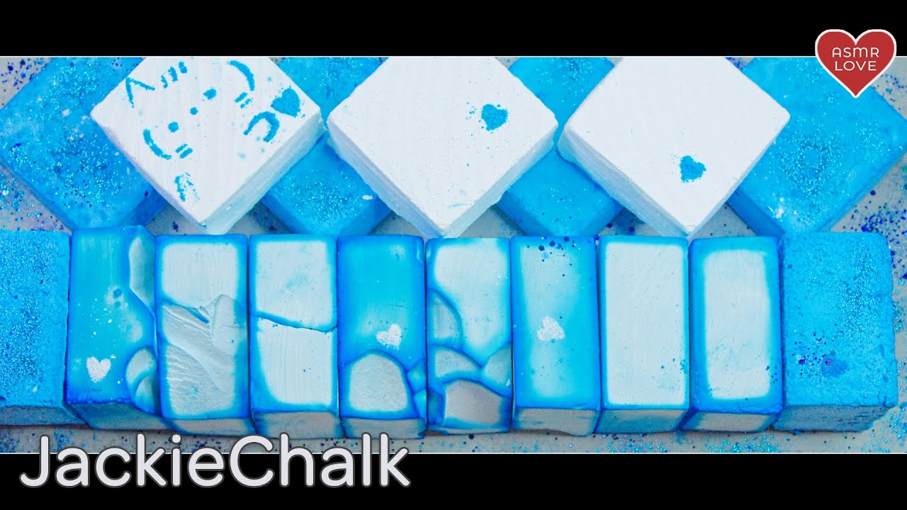 💙🤍💙Fresh Dyed/Reformed/Homemade Satisfying Gym Chalk Crush💙🤍💙 | [JackieChalk ASMR S2E19]