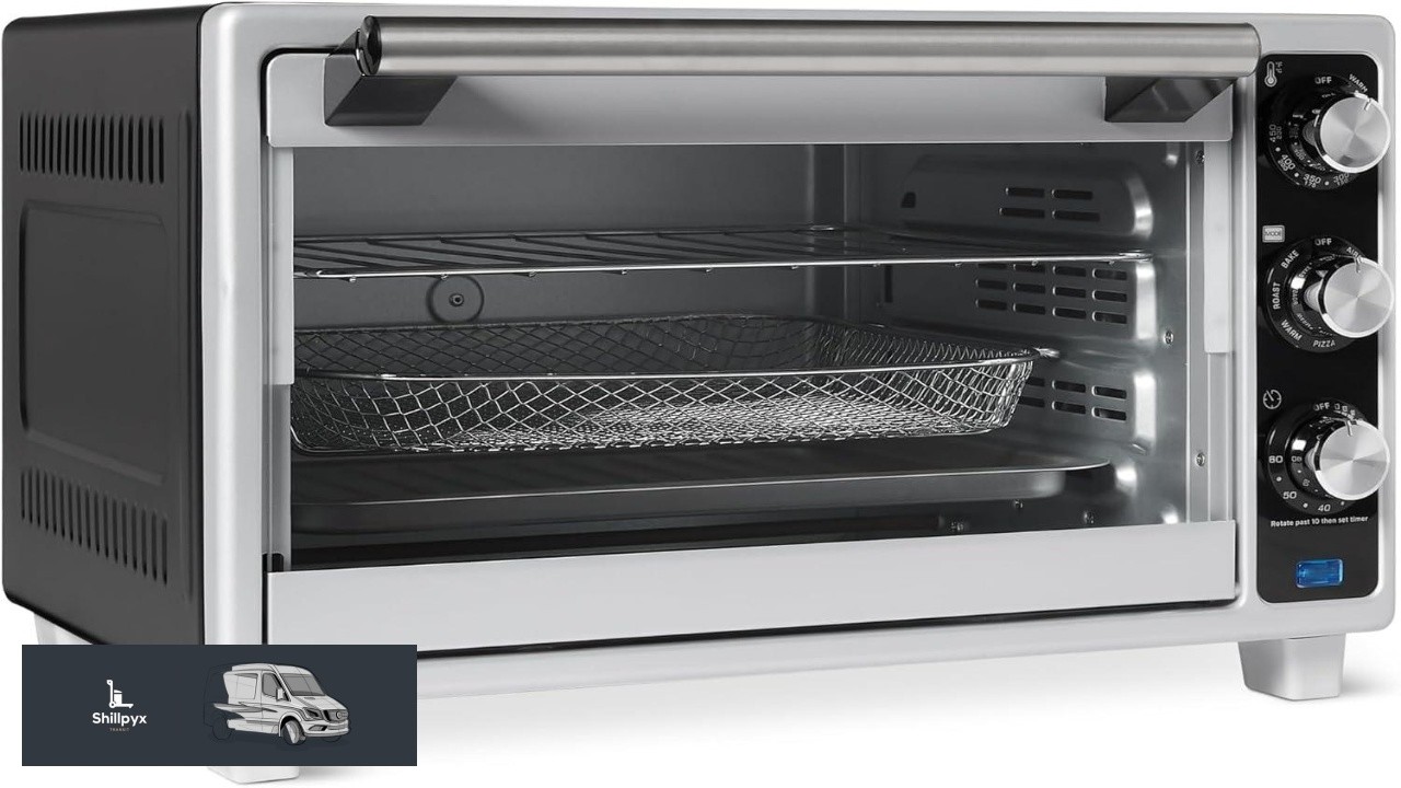 Amazon Basics 6 Slice 23 QT Toaster Oven with Built In Air Fryer 7 In 1 Cooking