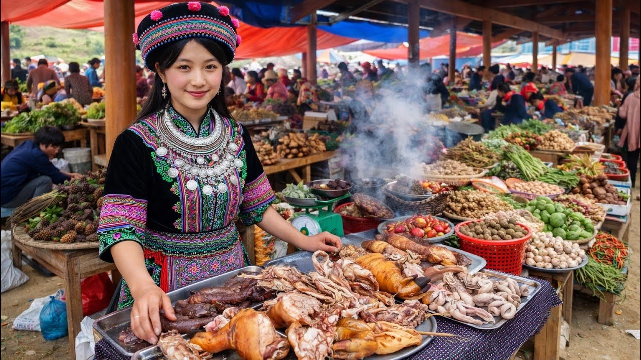 Exploring Vietnam’s Mountain Market – Viral Highland Food & Unique H’Mong Culture