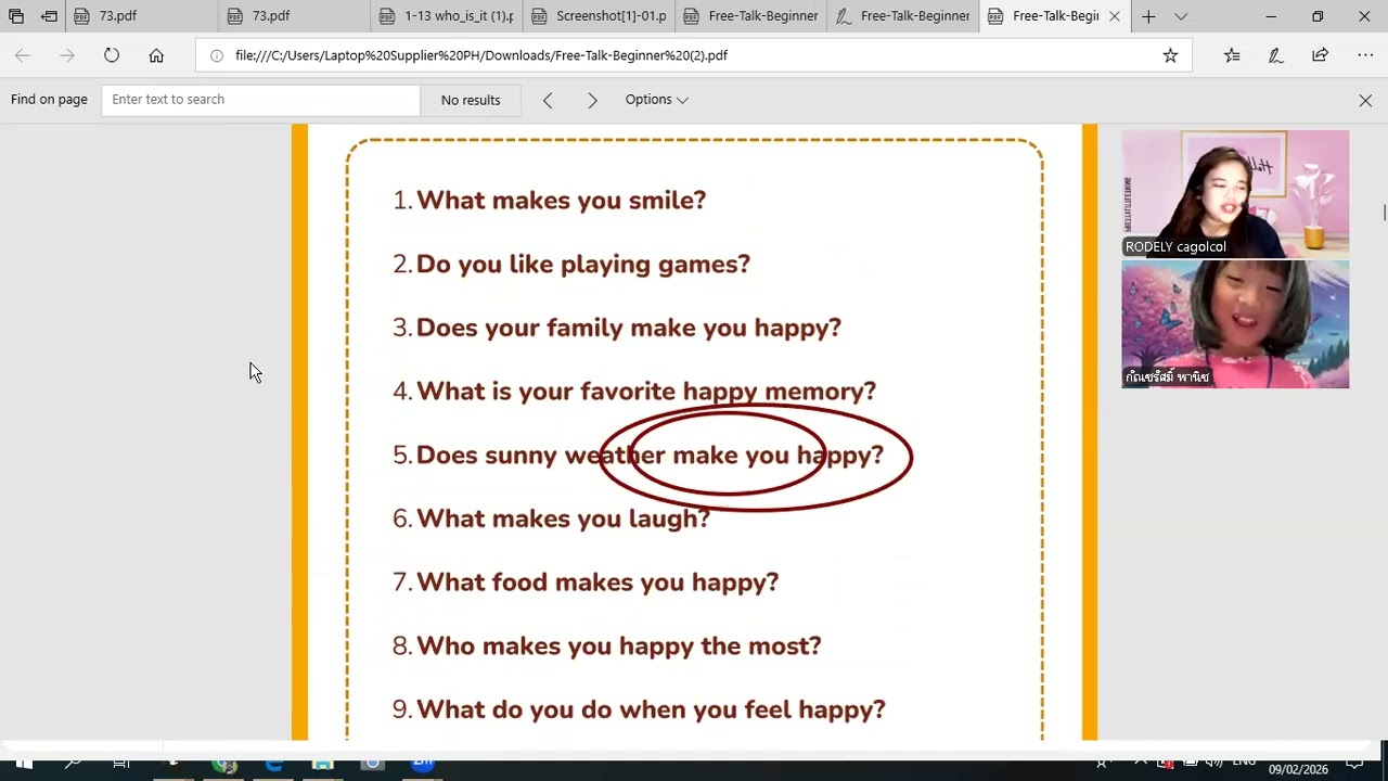 Kids conversation primary students a1 level สนทนาเบื้องต้น ประถม filipino teacher question & answer