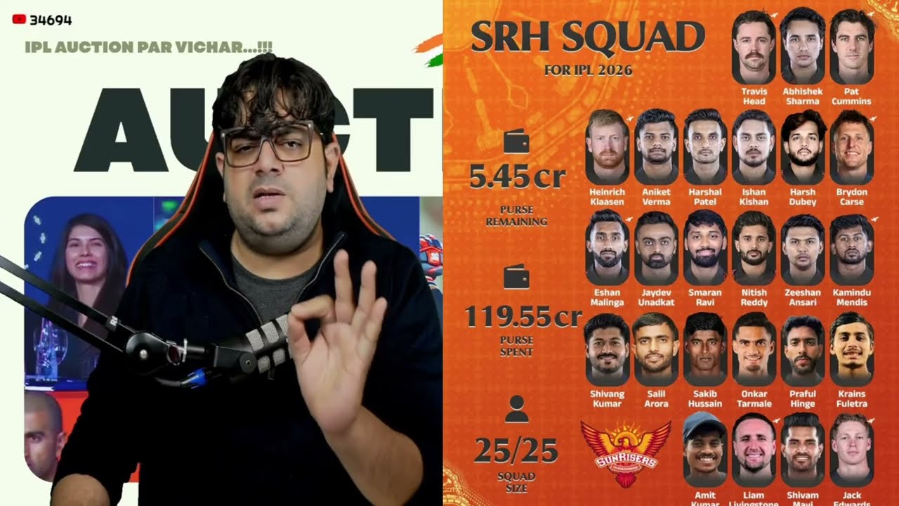 SRH Hyderabad 2026 IPL Auction kin-kin player ko kharida hai2026IPL Auction SRH Puri squad kya hai 💯