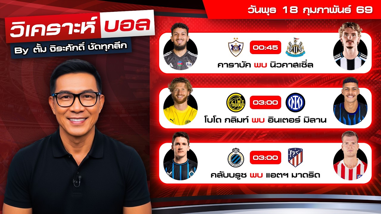 วิเคราะห์บอลวันนี้ ทีเด็ดบอล วันพุธที่ 18 กุมภาพันธ์ 69 By ตั้ม จิระศักดิ์ #วิเคราะห์บอลวันนี้ #ucl