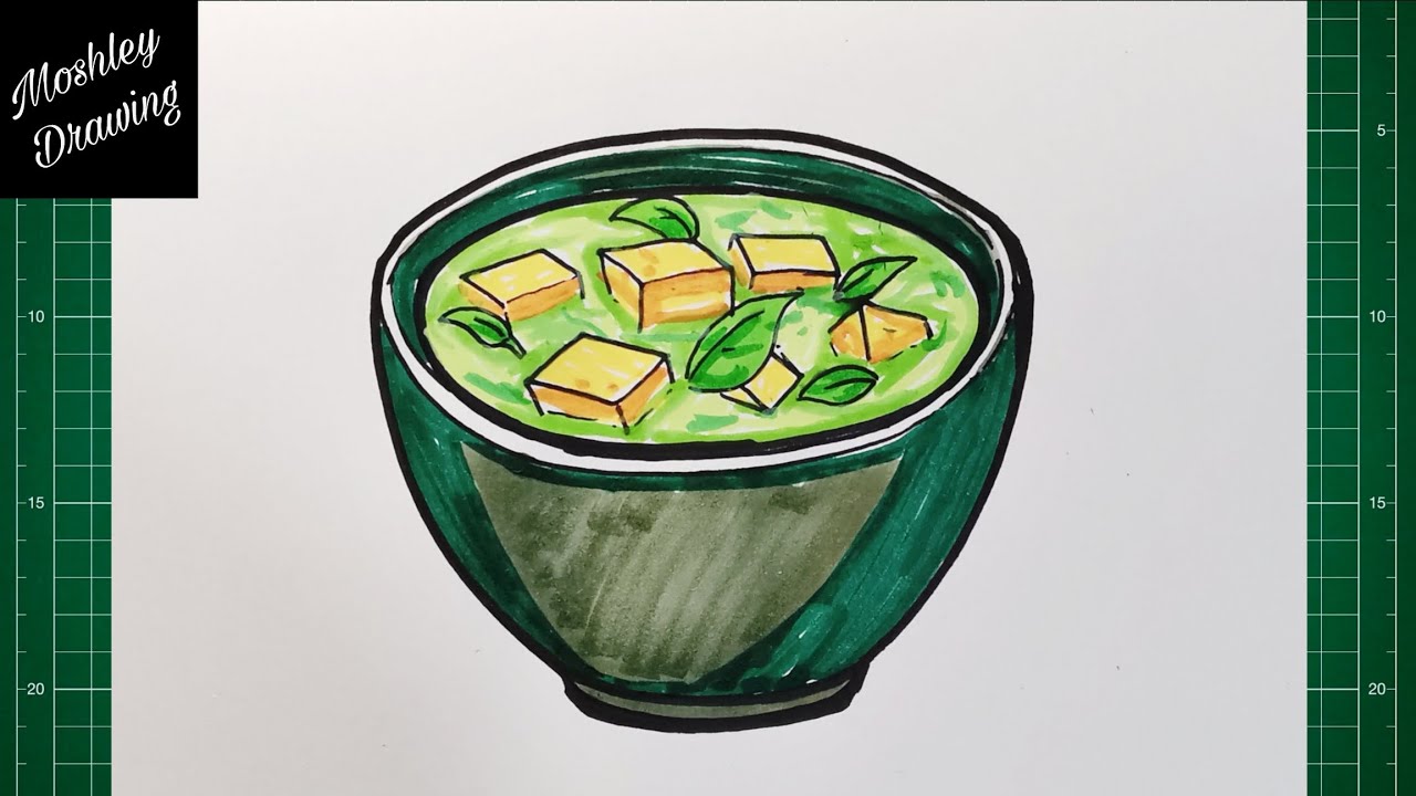 How to Draw a Palak Paneer | Indian Food Drawing