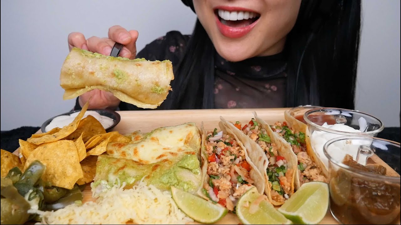 TACO + ENCHILADA (ASMR EATING SOUNDS) NO TALKING | SAS-ASMR