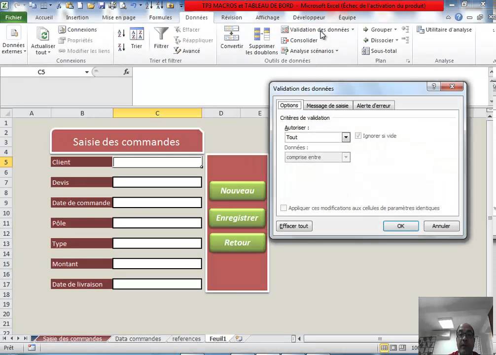 #Excel :  MACROS MENU,  TABLEAU DE BORD ET FORMULAIRE