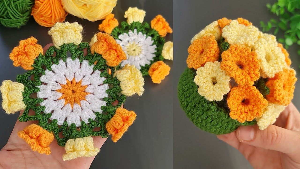 2 in 1👍 Get Ready to WOW with These Colorful Flower Coasters for Coffee Cups 💰Motif,Coaster,Flower.