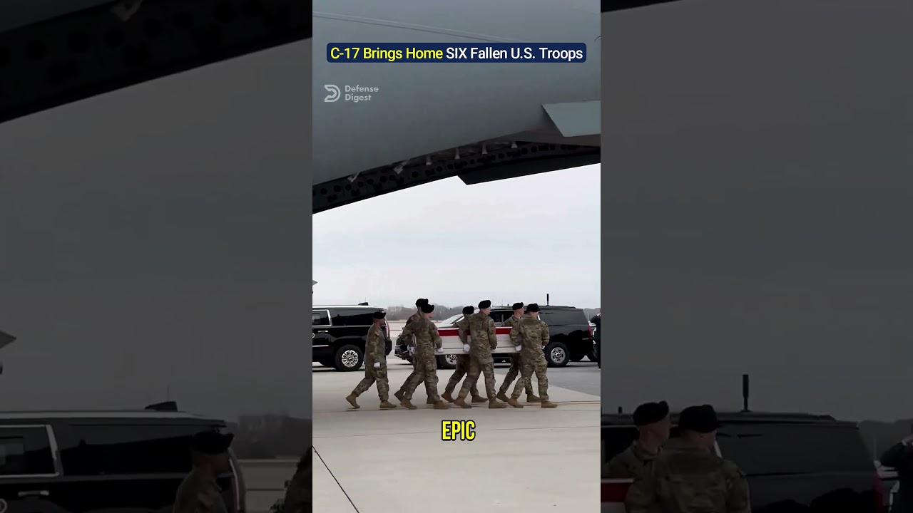 C-17 Brings Home SIX Fallen U.S. Troops From Kuwait