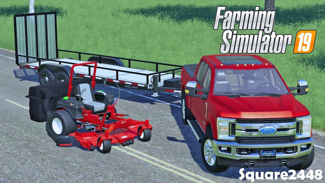 DEMOING NEW EXMARK MOWER WITH BAGGER | LAWN CARE | 2017 FORD F250 | FS19