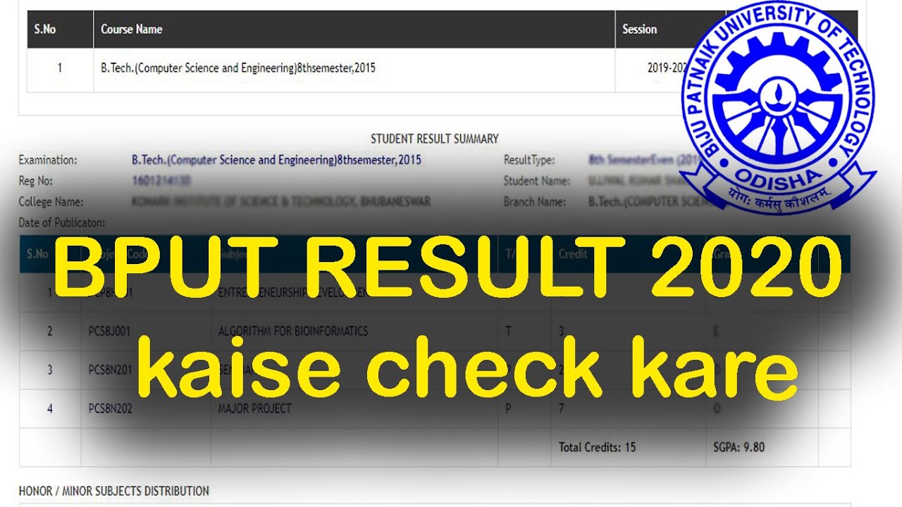 Bput 8th Semester Result Check Bput Result 8th Semester