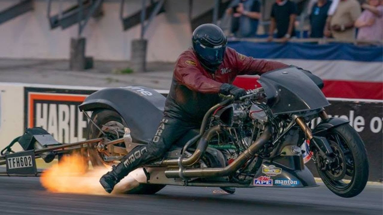 BEHIND THE SCENES NHRA TOP FUEL NITRO HARLEY RACING! PROFESSIONAL DRAG BIKE RACERS OPEN PIT AREAS