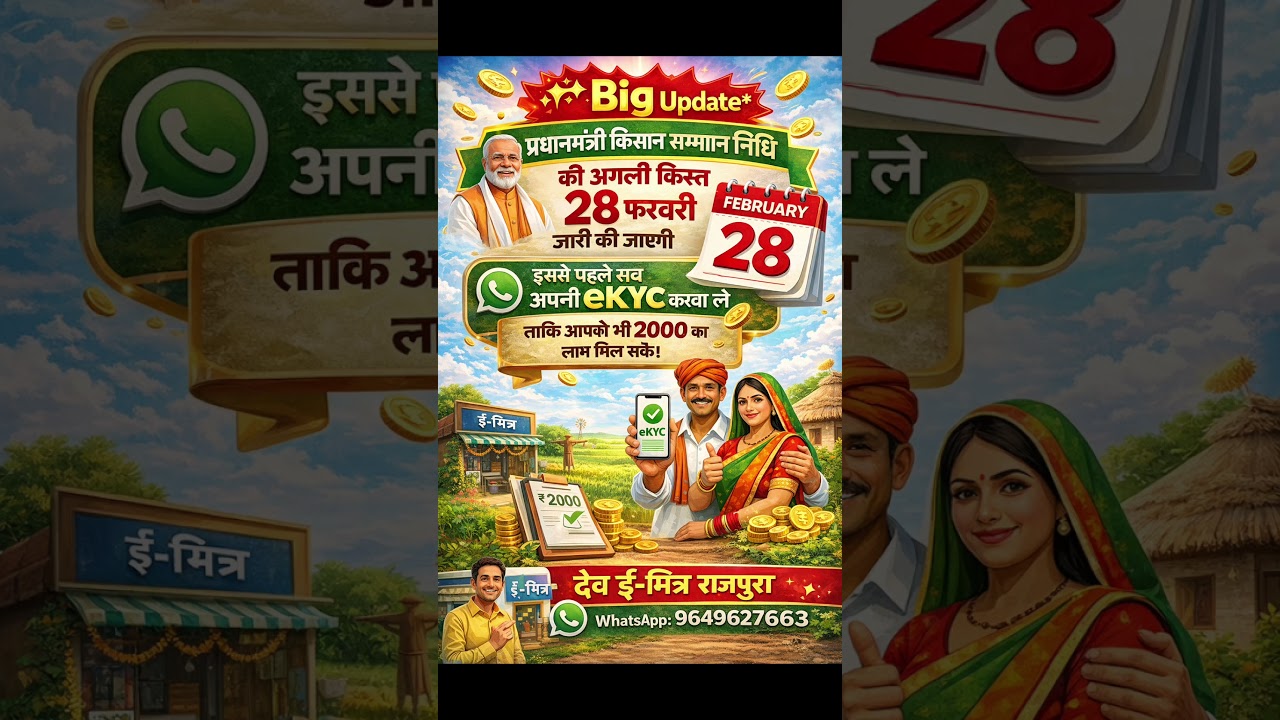💥 PM Kisan Big Update! 28 फरवरी को आएंगे ₹2000 | eKYC तुरंत करवा लें #pmkisan