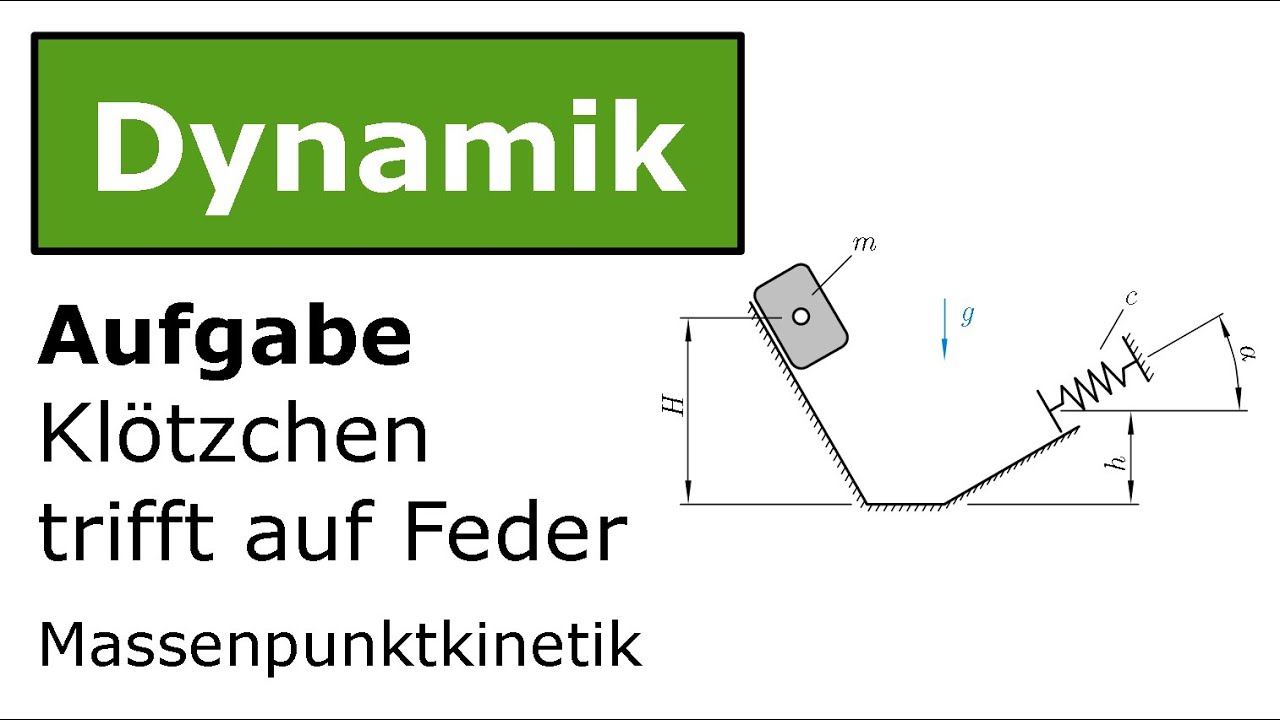 ⚙️ Klötzchen trifft auf Feder mit ESatz [Technische Mechanik, Dynamik, Kinetik]