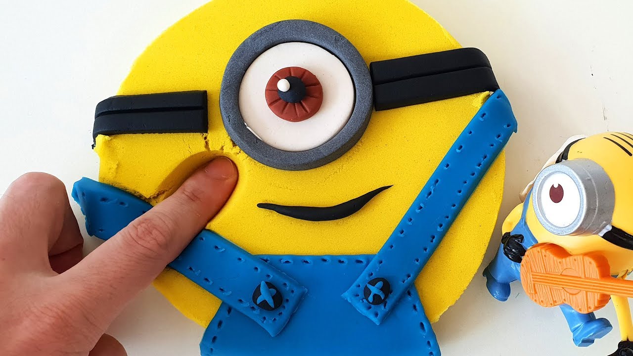 How to make Minions with Kinetic Sand and Play Doh DIY Sand Art Magic Sand - CLAY ART TV