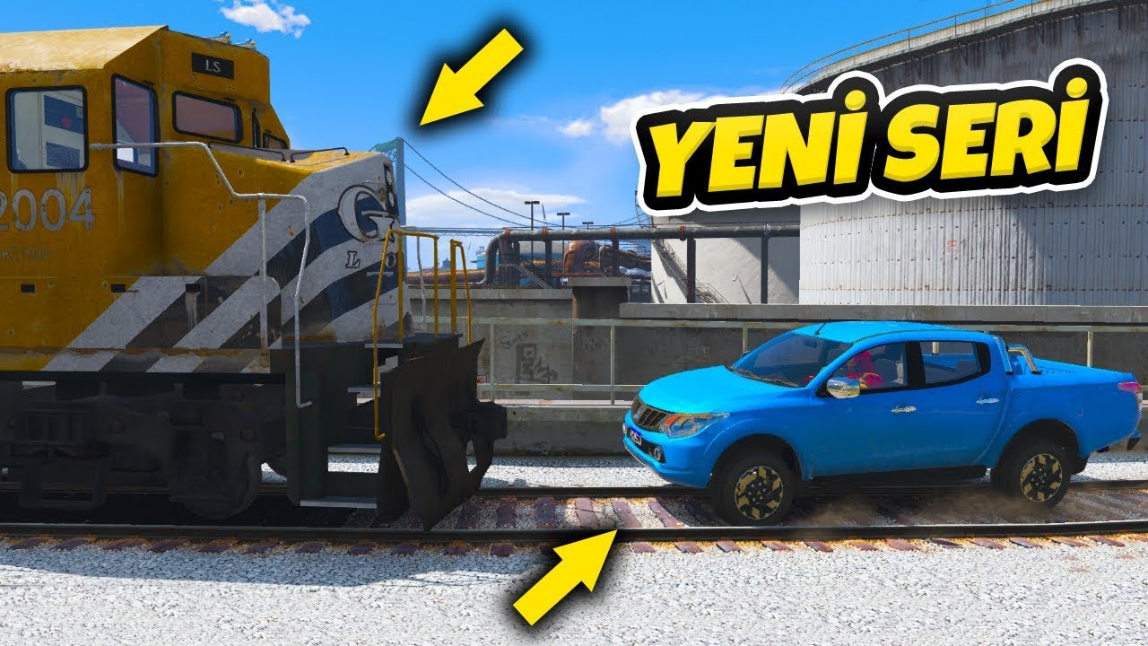 Süper Pikap Arabalar Trenle Çarpışıyor - GTA 5
