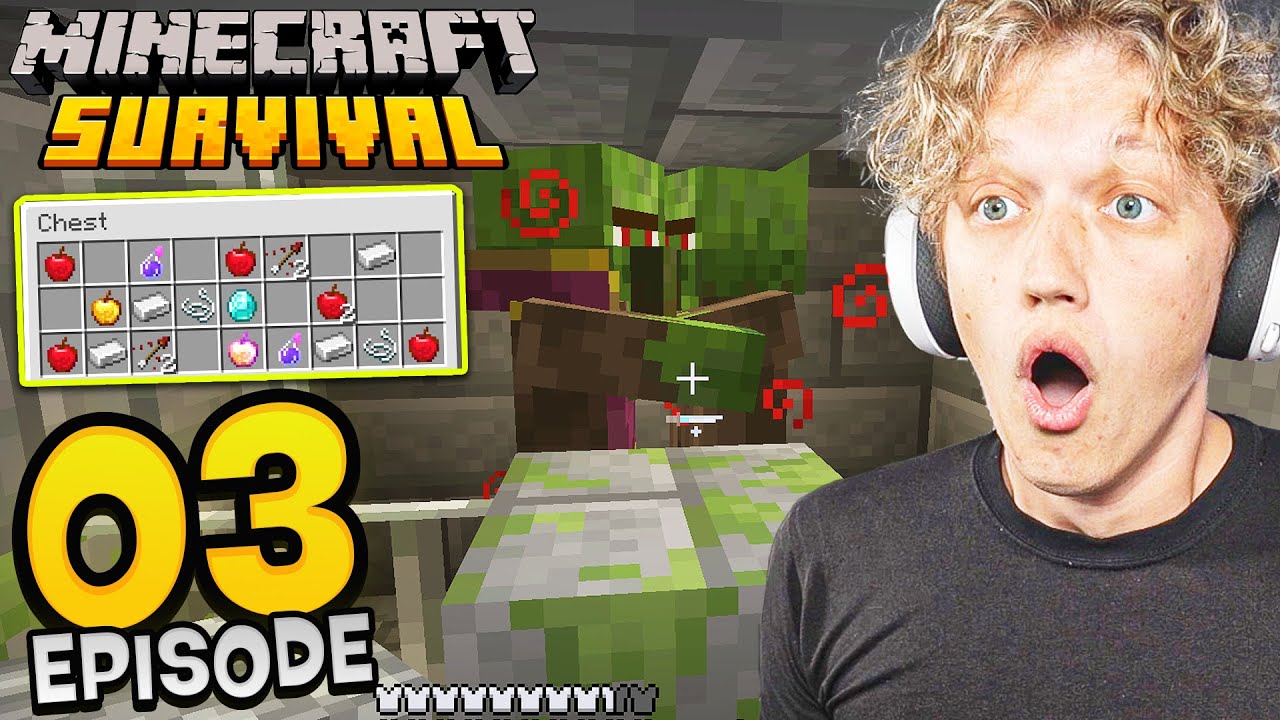 Minecraft Survival #3 - ZOMBIE VILLAGER IGLOO! (best enchantments)