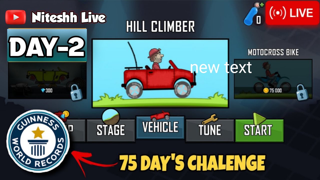 Hill CLIMBING RACE #75 DAY CHALENGE💯,World RECORD🎯#Day2 -#live#stream#hillclimbing#racinggame