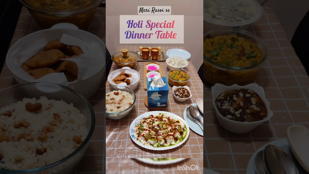 Holi Special Dinner Table🍽 😋 😍 Holi me kya kya banaya apne❓️#youtubeshorts #holispecial #ruchipathak