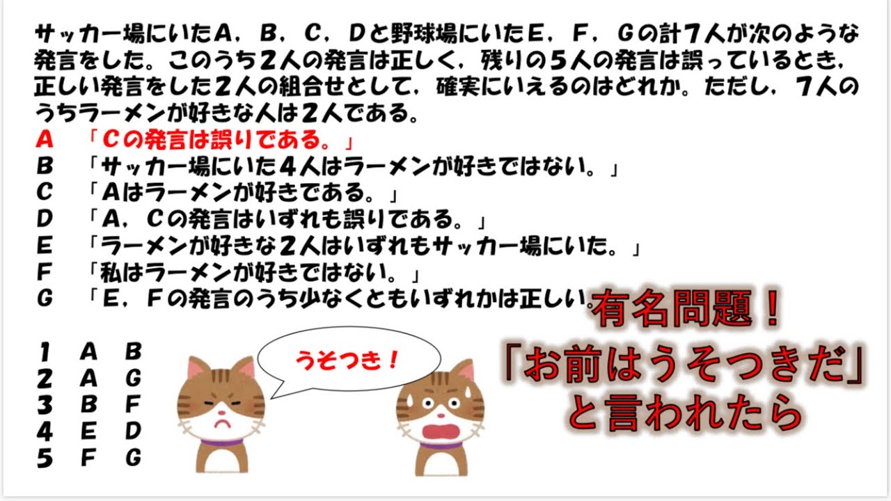 【数的処理】有名問題　「お前はうそつきだ」と言われたら【公務員試験】