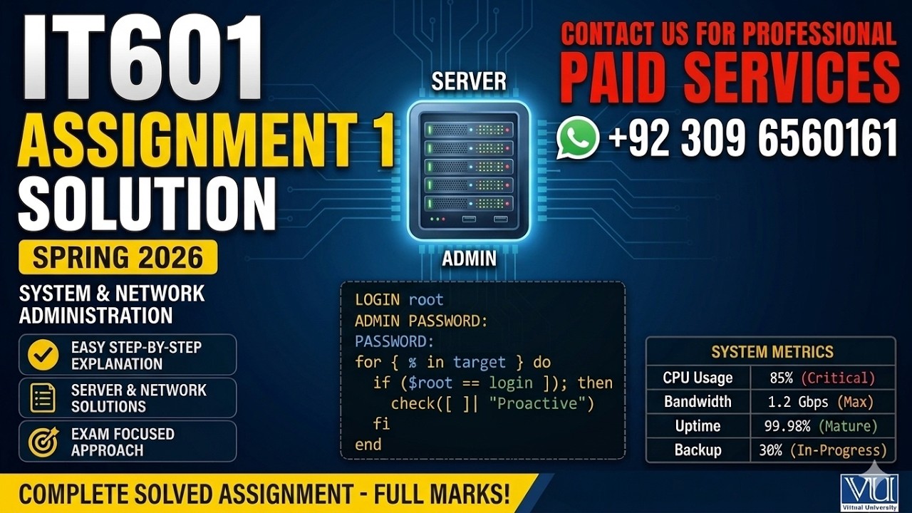 IT601 Assignment 1 Solution Spring 2026 | 100% Correct By VU Bright Sparks