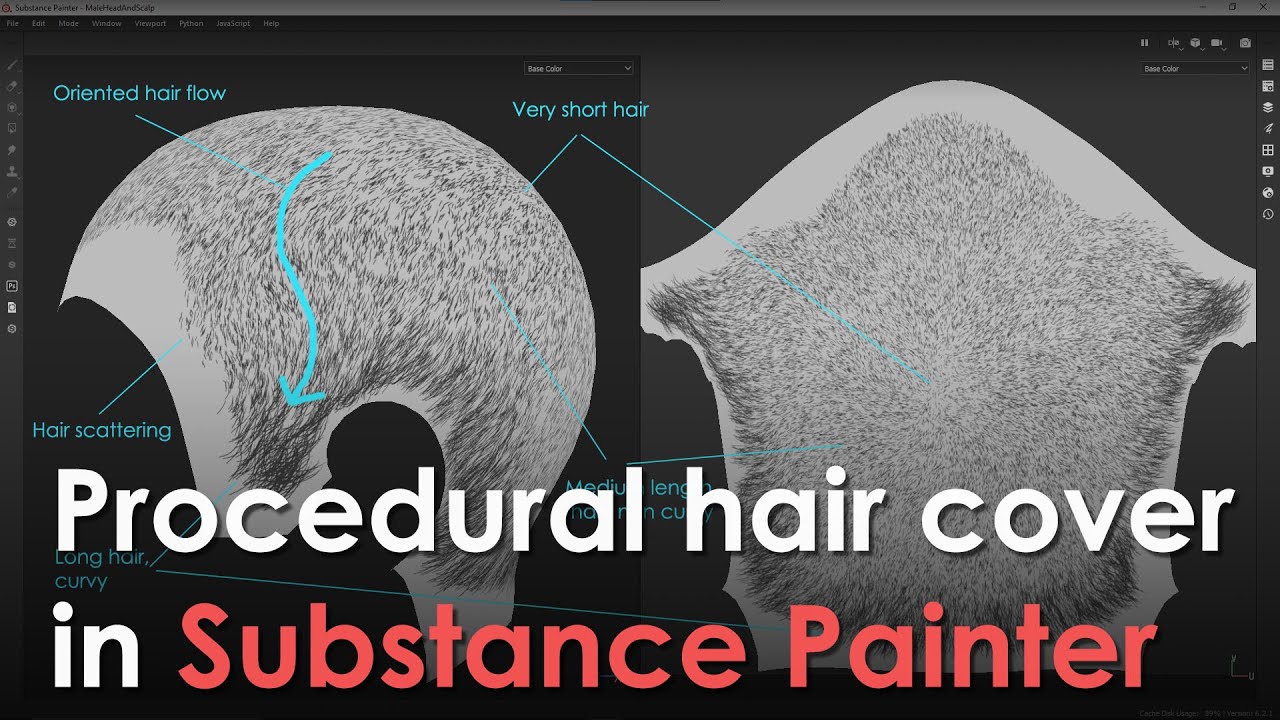 Procedural hair cover in Substance Painter Preview - Sneak Peek Sept. 2020