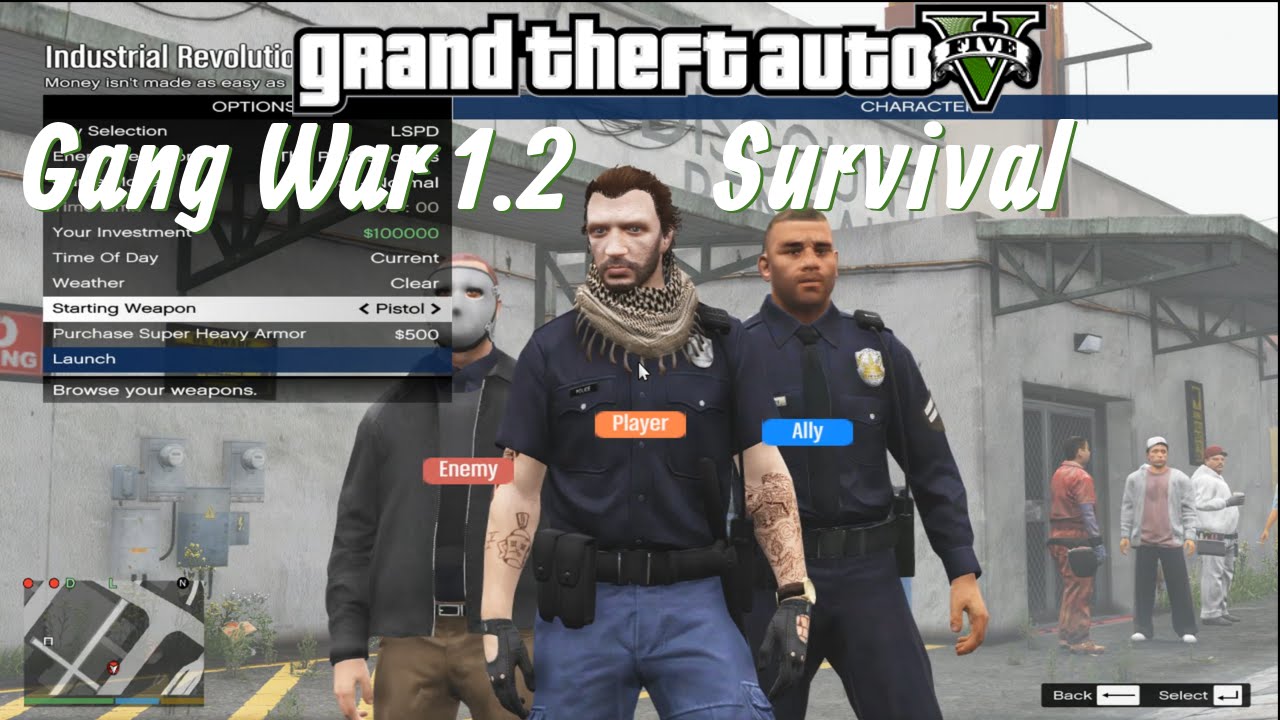 GTA V - Gang War 1.2 Gameplay (LSPD vs. Criminals) Survival on Industrial Revolution