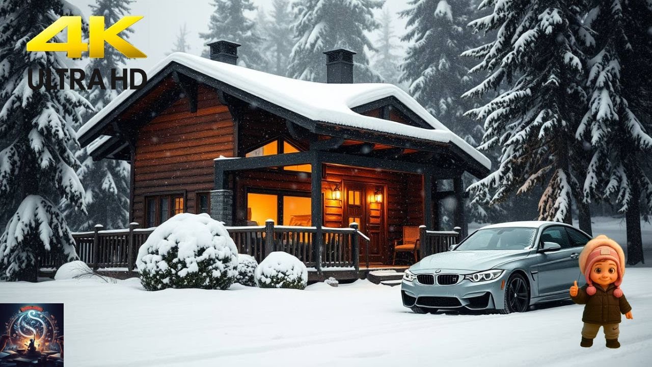 4K Winter Mountain Escape ❄️ Cozy Cabin & Relaxing Music
