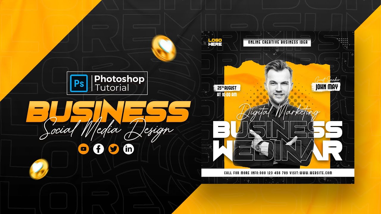 Business Webinar Social Media Post Design Bangla Tutorial | Adobe Photoshop Tutorial