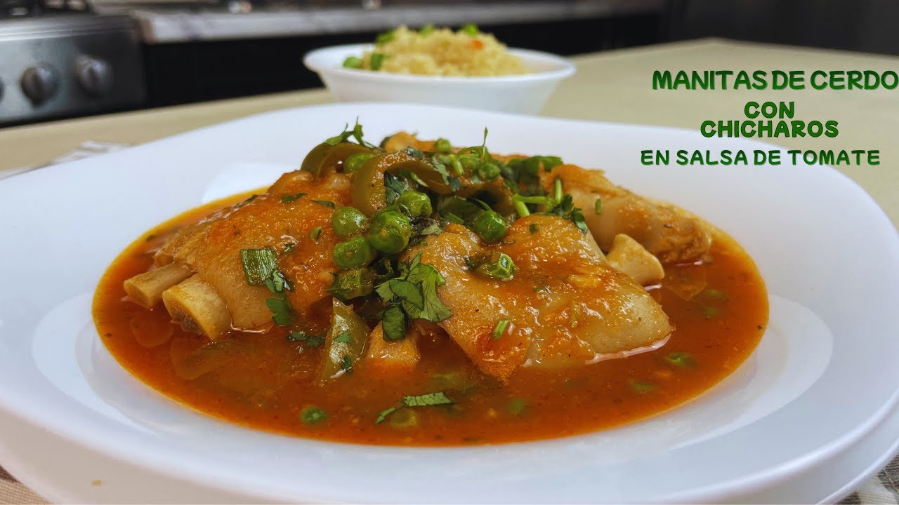 Manitas de Cerdo con Chícharos en Salsa de Tomate | Receta Tradicional Mexicana Paso a Paso