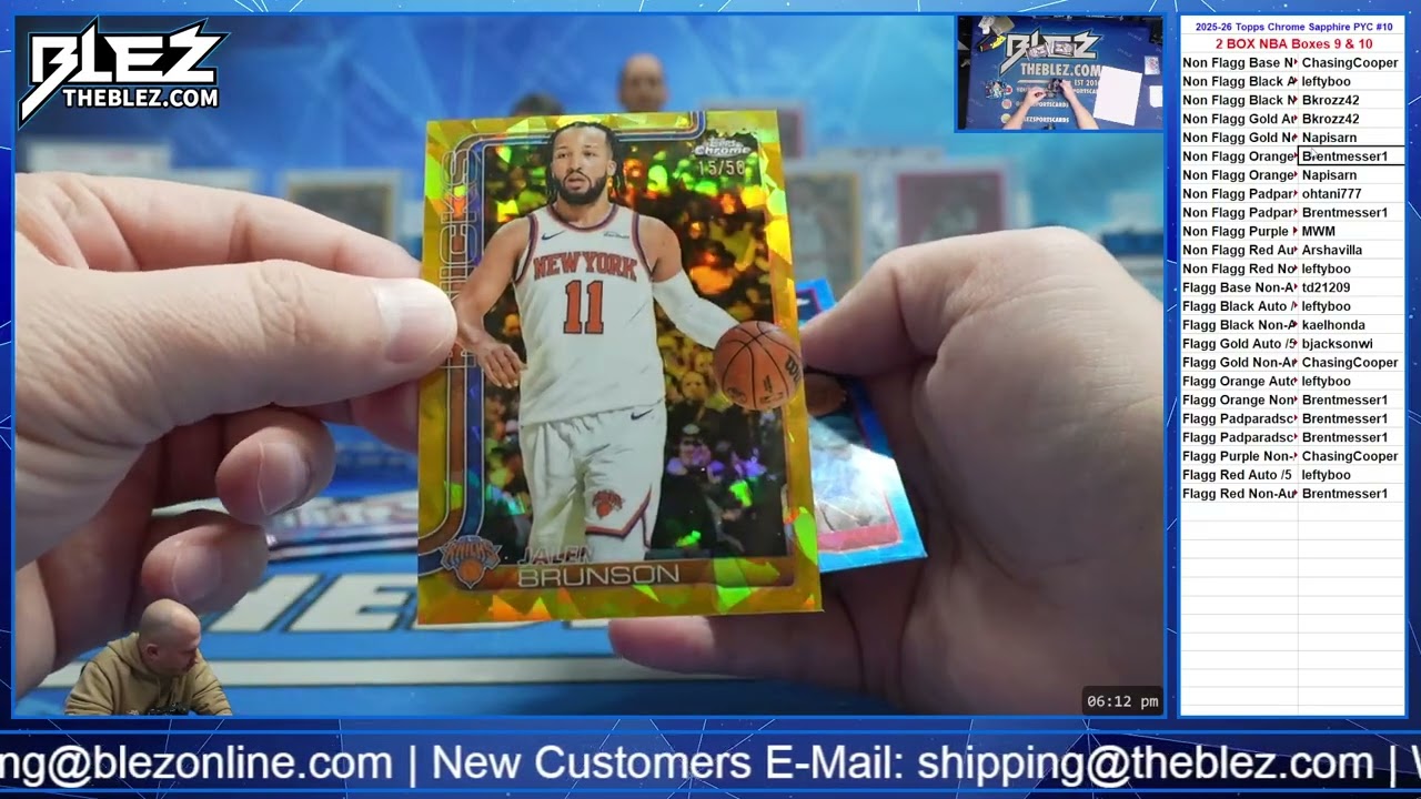 2025-2026 Topps Chrome Sapphire 2 Box BREAK #10 Pick Your Color