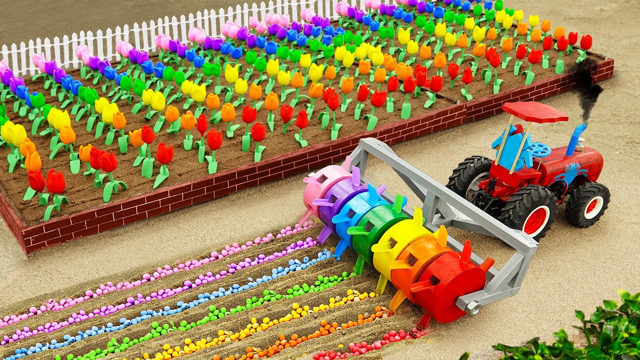 DIY Mini Multi Row Seeder Making Perfect Lines Next To The Flower Garden | diy mini construction