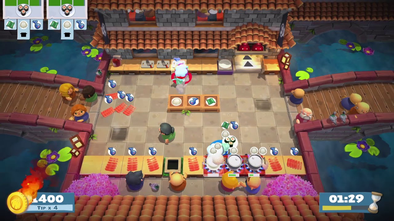 Overcooked 2 [World Record] Lvl 1-2 - 2 players - Score: 3424