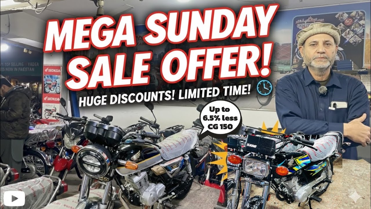Used Bikes Mega Sunday Sale Offers available at Muhammadi Autos Lahore #sale #sell #usedbikes #bike 