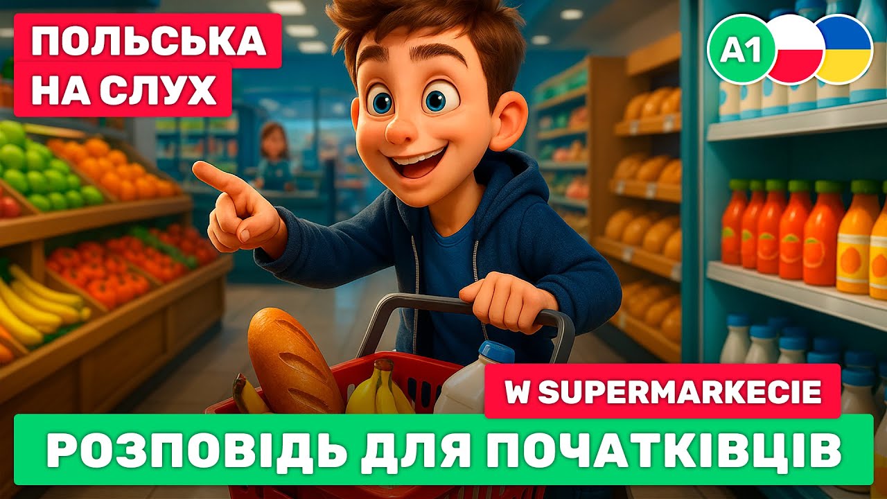 Проста розповідь польською мовою // Практикуйте польську на слух // 🛒 W supermarkecie (A1)