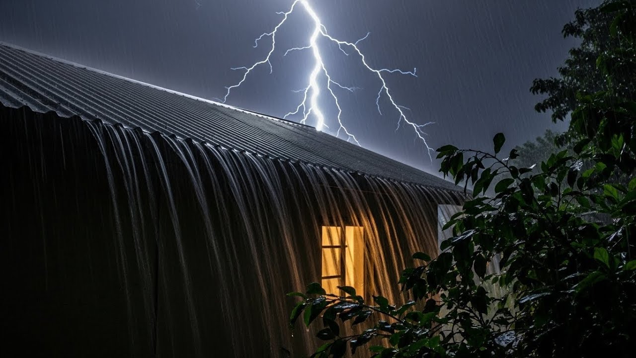 Stormy Rain on Metal Roof 🌧️ Sleep Instantly with Deep Thunder Ambience #57