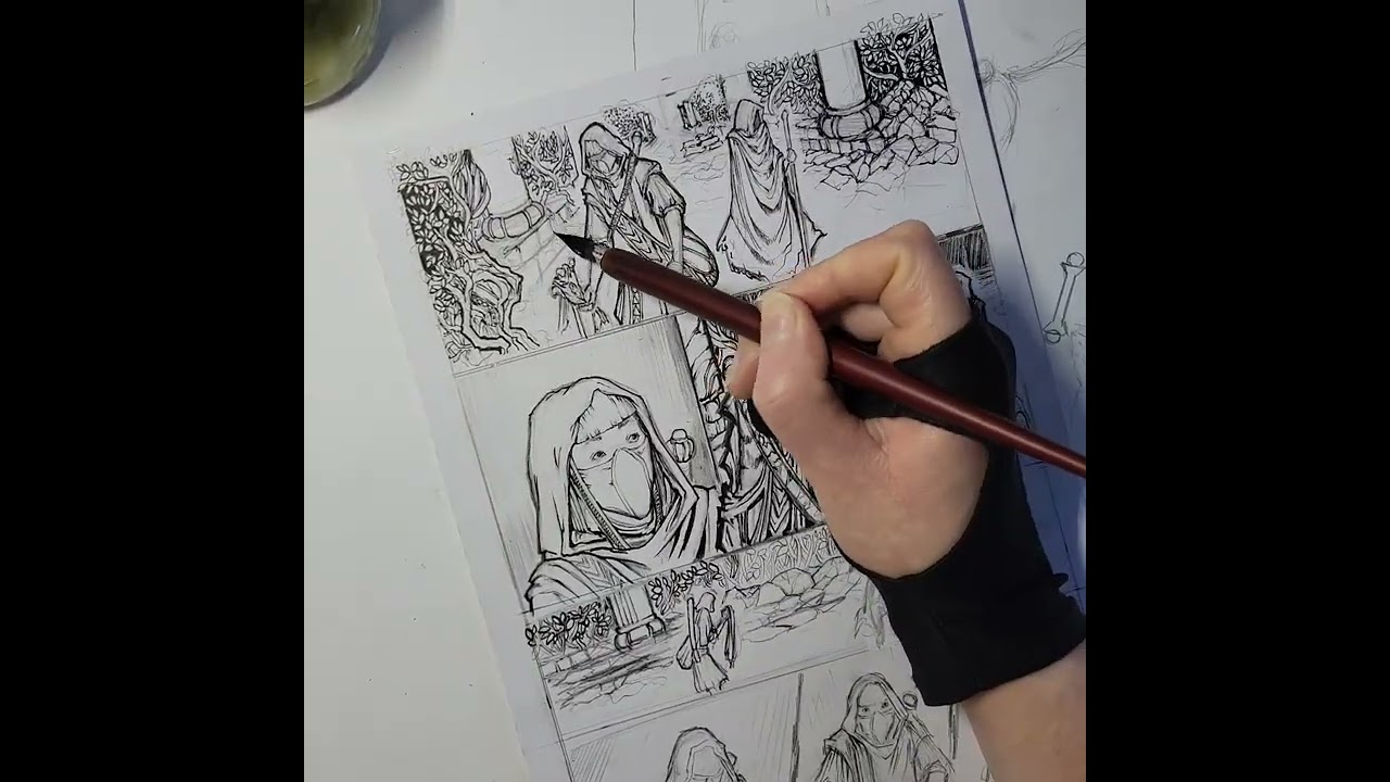 Inking process #inking #dippen #comic #manga #inkdrawing #comicinking #drawing #darkfantasyart