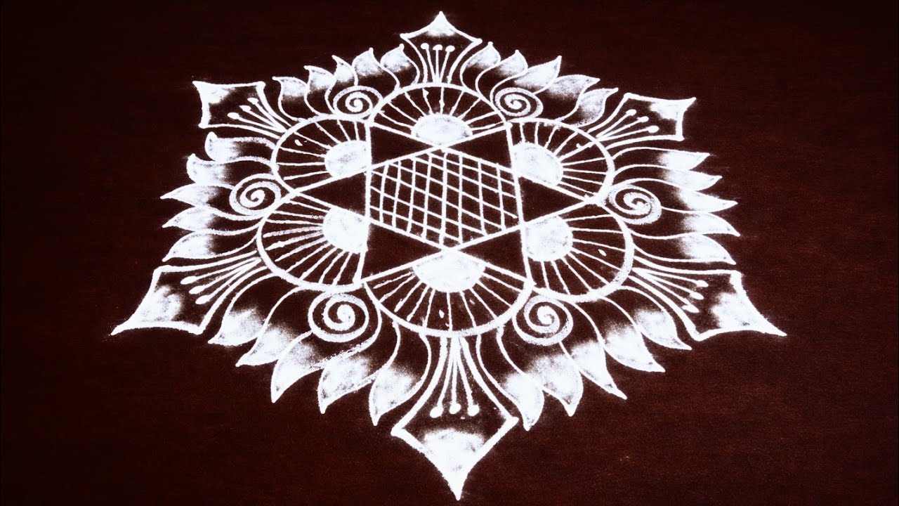 Amazing Star & Lotus Rangoli for a Beautiful Entrance🌟|5*3|Kolam|Muggulu|@LukyJash_Rangoli_Design