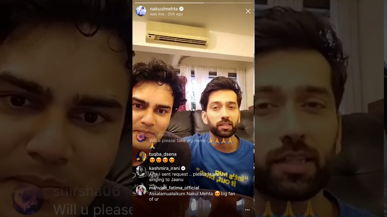 nakuul mehta and alex 's insta live ( surbhi chandna commenting part)