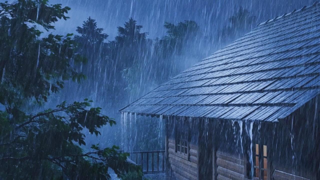 Heavy Rain & Thunder Sounds Live Stream – ⛈️ Calm Rain & Thunder on Cozy Night for Deep Sleep Now 😴