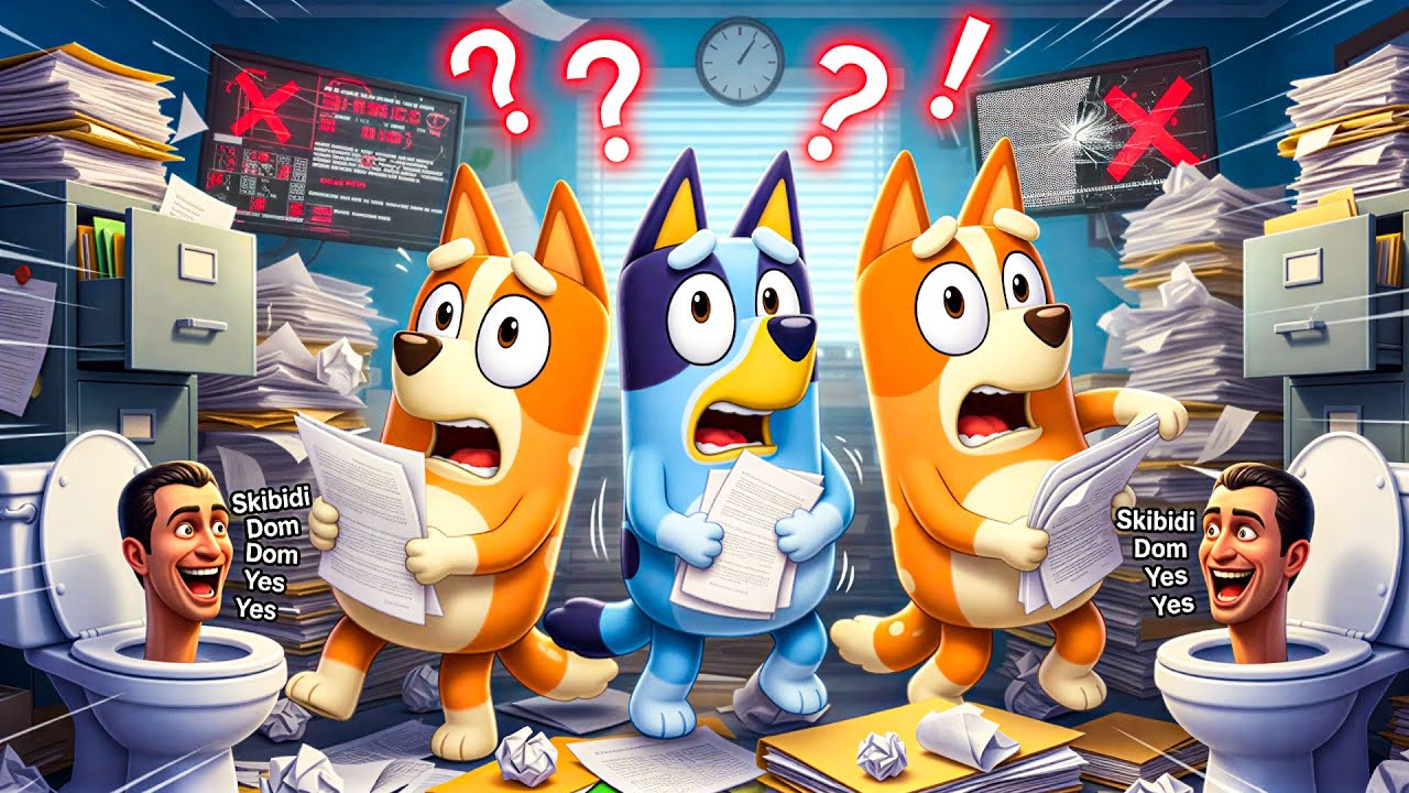 OMG! Did Skibidi Toilets Attack Bluey at the Office BLUEY 3D ANIMATION