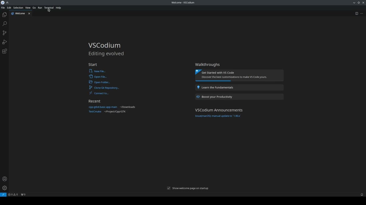Basic GTK4 project with CMake on Linux.