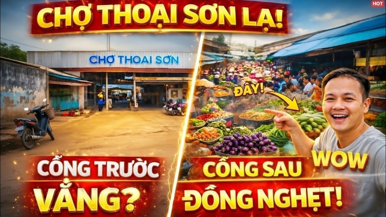 Chợ Thoại Sơn Lạ Thật! Cổng Trước Vắng – Cổng Sau Đông Nghẹt Người Mua Bán#mientay #choquemientay 
